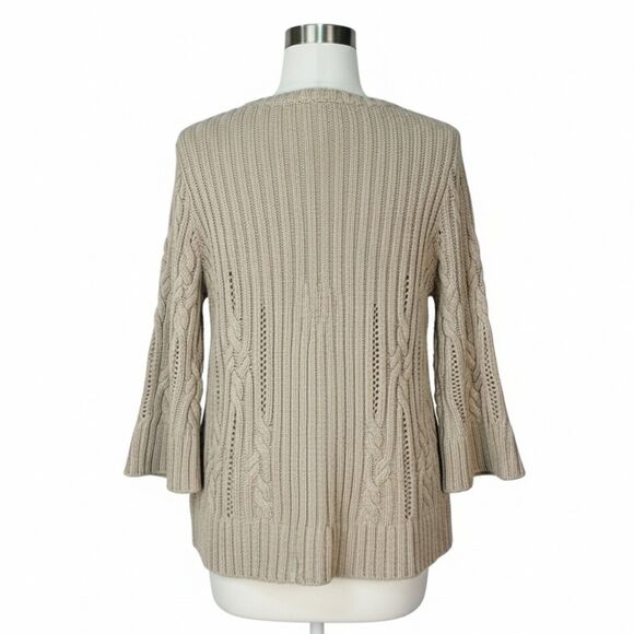 VTG Y2K Heather B Chunky Cable Knit Cardigan Toggle Bell Sleeve Sweater Sz XL - Picture 5 of 13